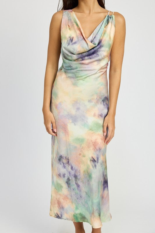 Marble Maven Bias Cut Midi Dress