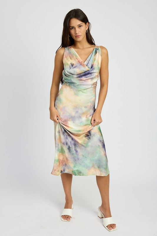 Marble Maven Bias Cut Midi Dress