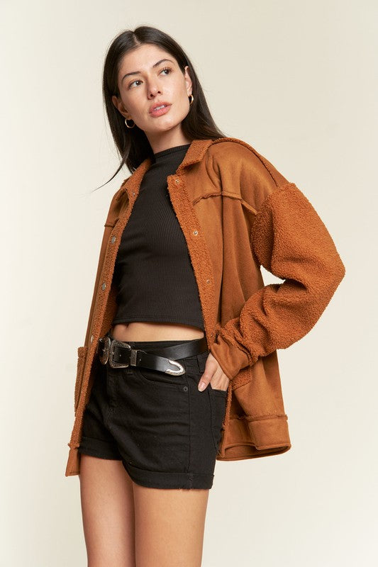 Faux Fur Suede Jacket
