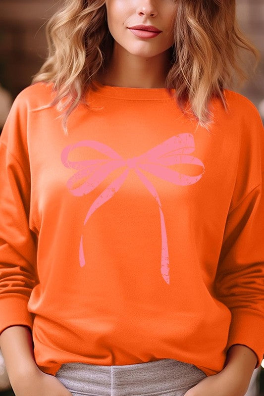 Pink Valentine Bow Graphic Plus Sweatshirt
