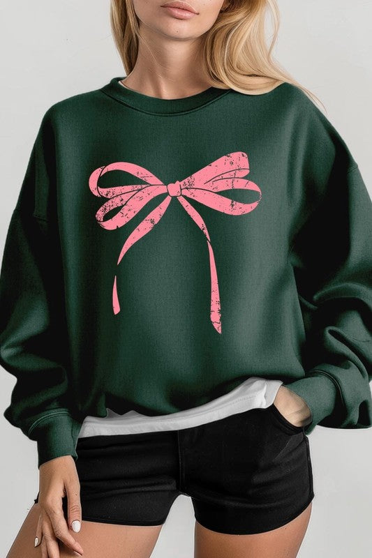 Pink Valentine Bow Graphic Plus Sweatshirt