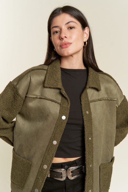 Faux Fur Suede Jacket