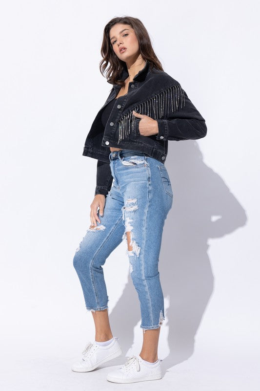 The Carrie Rhinestone Fringe Jacket