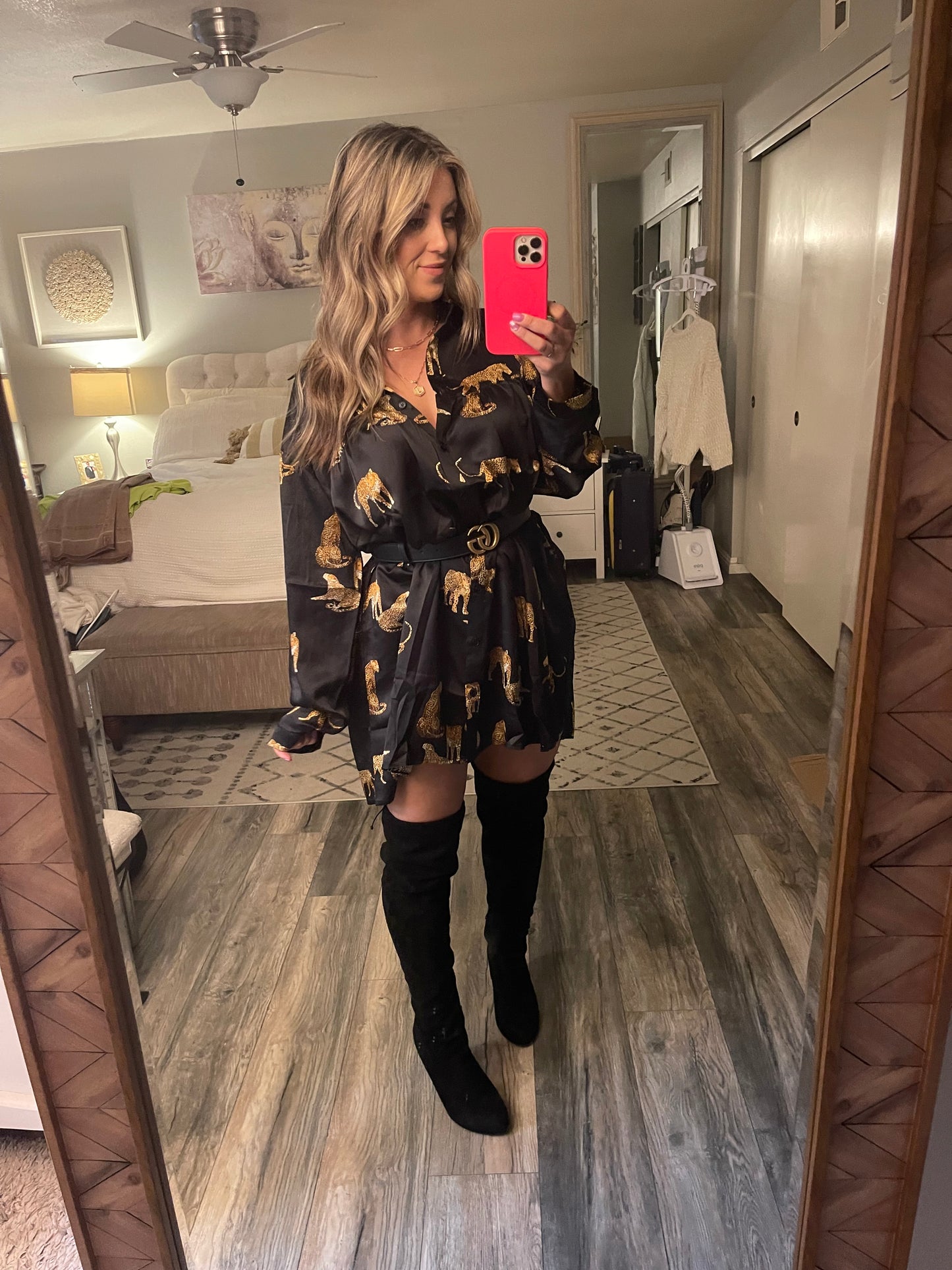 Black Tiger Shirt Dress