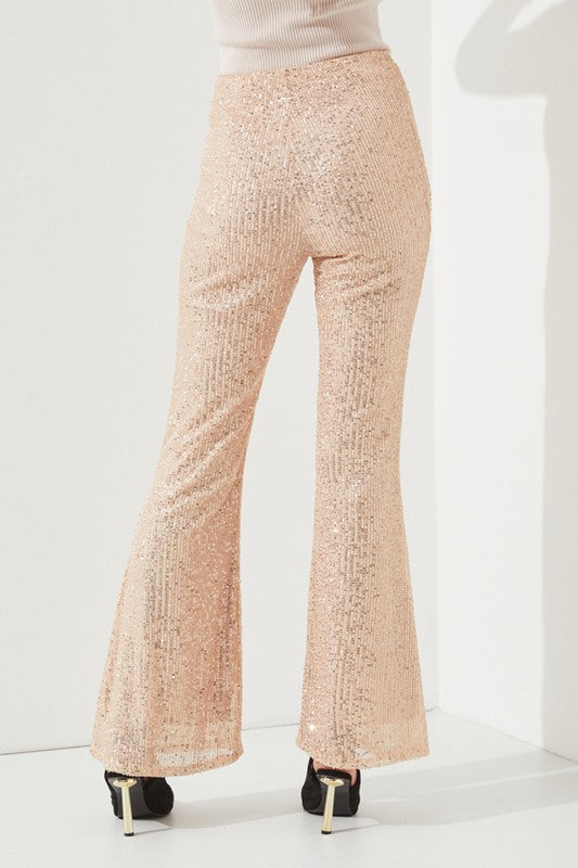 Gold Sequin Flare Pants