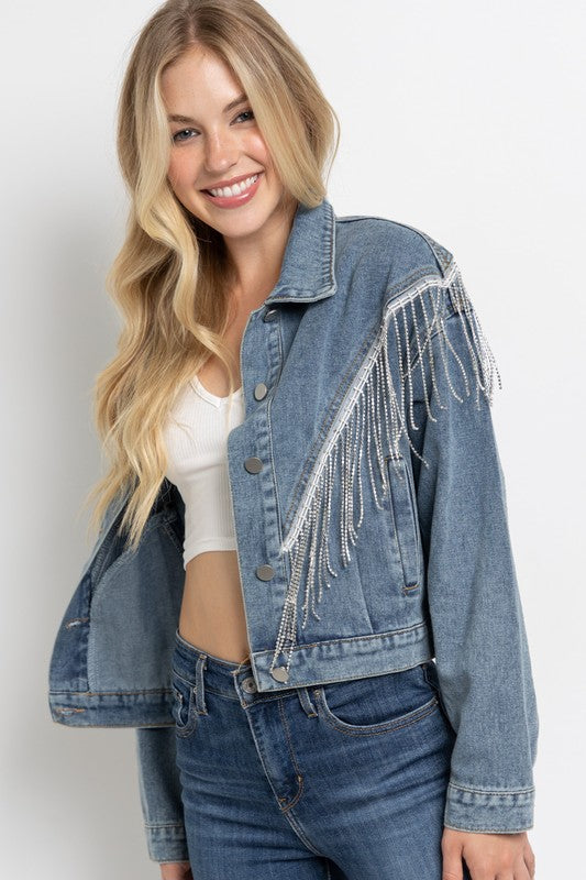 The Carrie Rhinestone Fringe Jacket