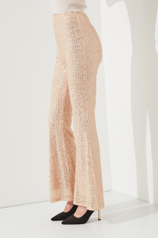 Gold Sequin Flare Pants