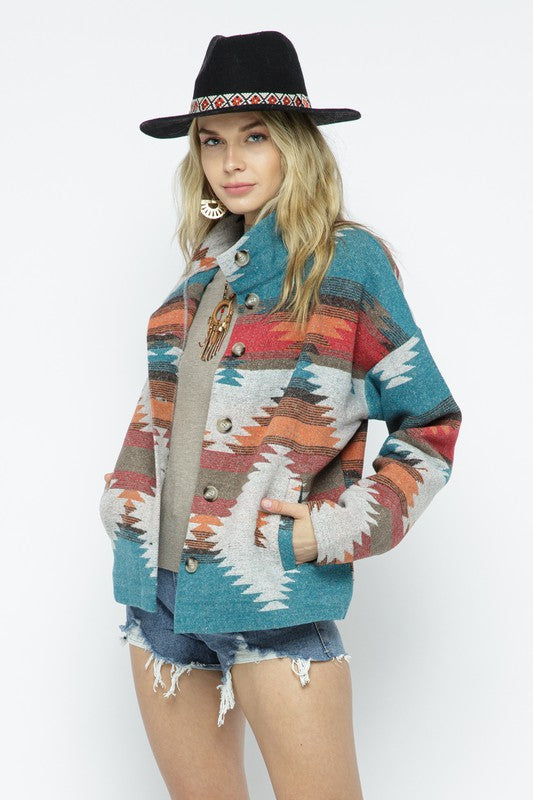 Soft Comfy Lightweight Aztec Pattern Jacket