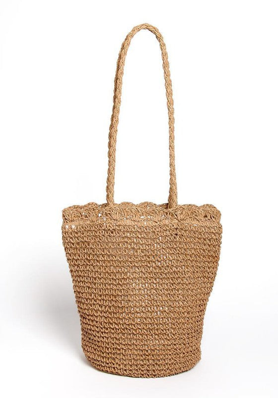 STRAW BUCKET BEACH BAG