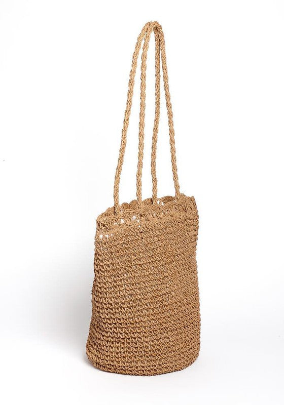 STRAW BUCKET BEACH BAG