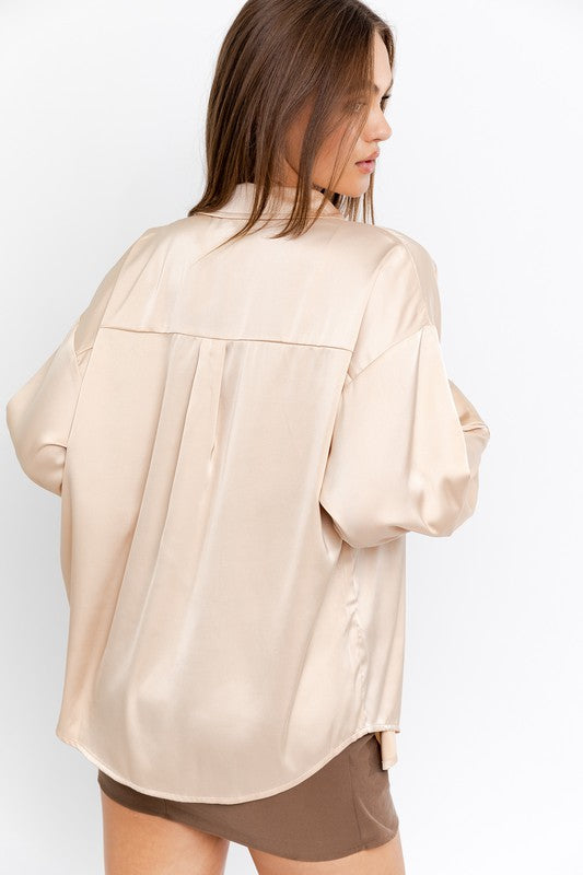 Satin Oversized Button-up