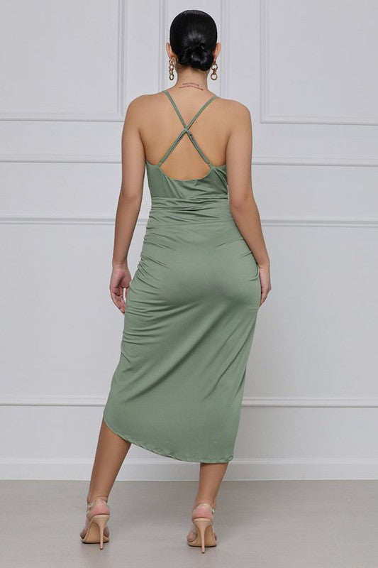 Tulip Surplice Midi Dress