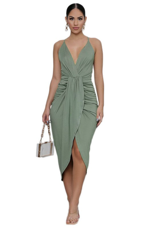 Tulip Surplice Midi Dress