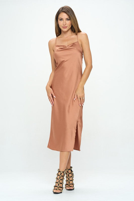 Satin Bias Slip Dress Midi