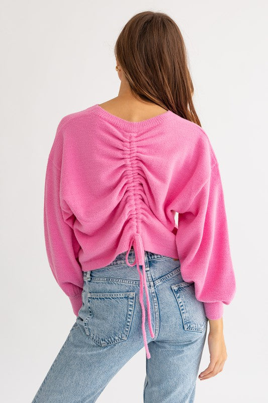 Fuzzy Sweater with Back Rouching