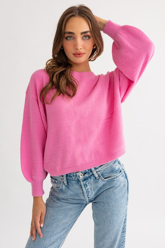 Fuzzy Sweater with Back Rouching