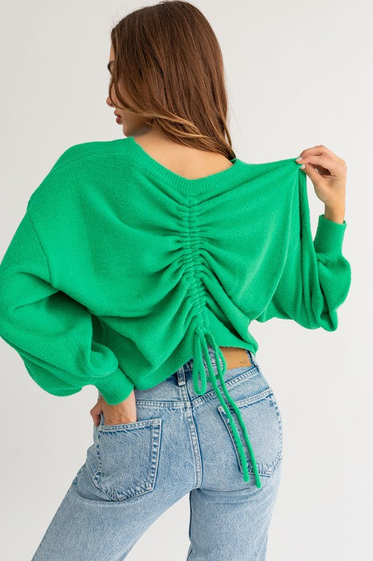 Fuzzy Sweater with Back Rouching