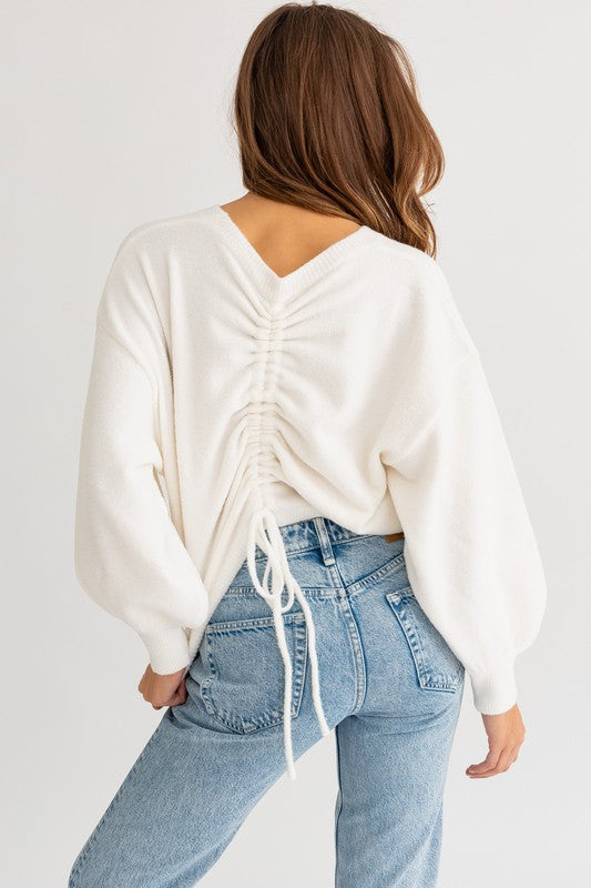 Fuzzy Sweater with Back Rouching