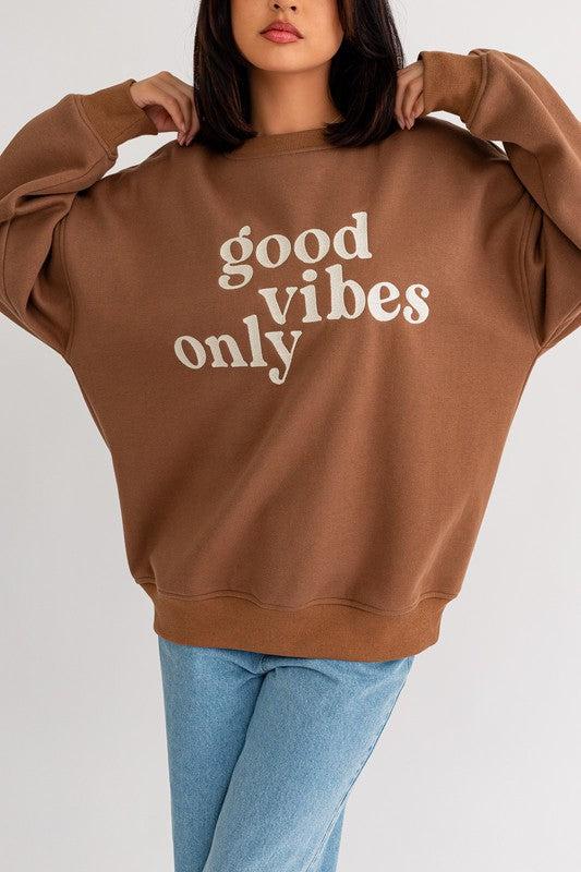 Good Vibes Embroidered Oversized Sweatshirt