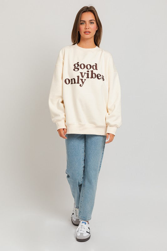 Good Vibes Embroidered Oversized Sweatshirt