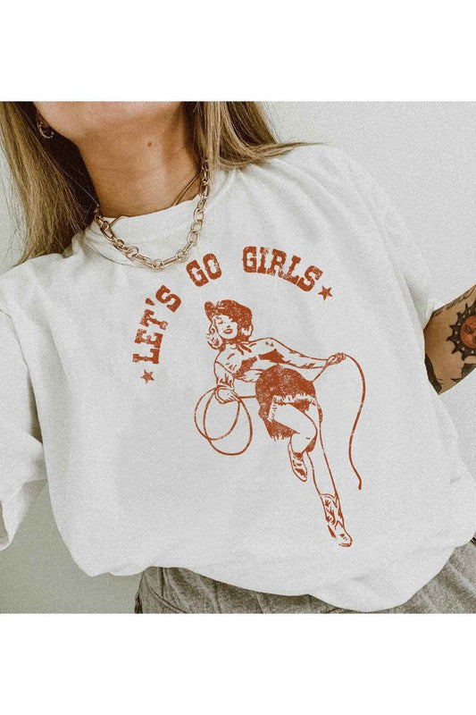 LETS GO GIRLS WESTERN OVERSIZED GRAPHIC TEE