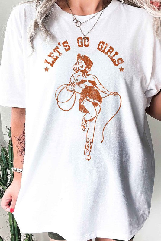 LETS GO GIRLS WESTERN OVERSIZED GRAPHIC TEE