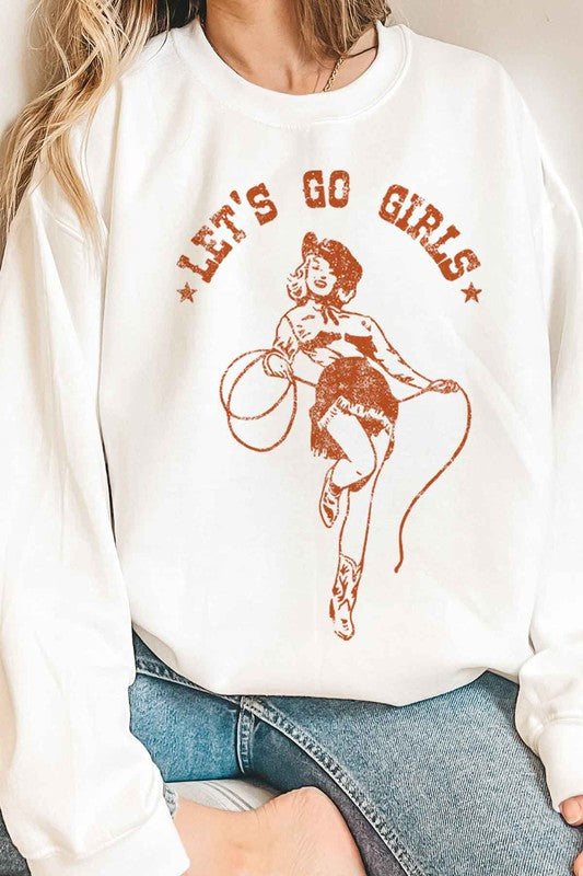 LETS GO GIRLS WESTERN OVERSIZED GRAPHIC SWEATSHIRT