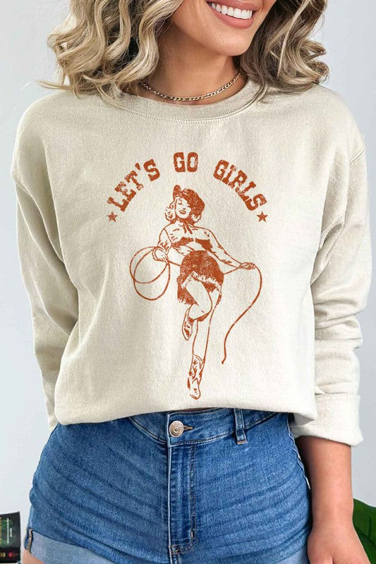 LETS GO GIRLS WESTERN OVERSIZED GRAPHIC SWEATSHIRT