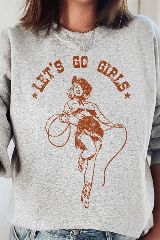 LETS GO GIRLS WESTERN OVERSIZED GRAPHIC SWEATSHIRT