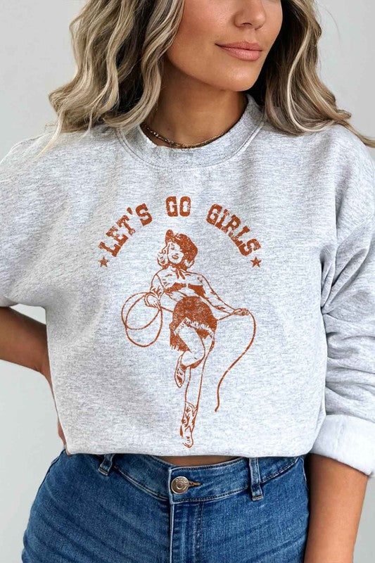 LETS GO GIRLS WESTERN OVERSIZED GRAPHIC SWEATSHIRT