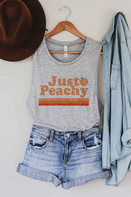 JUST PEACHY GRAPHIC MUSCLE TANK