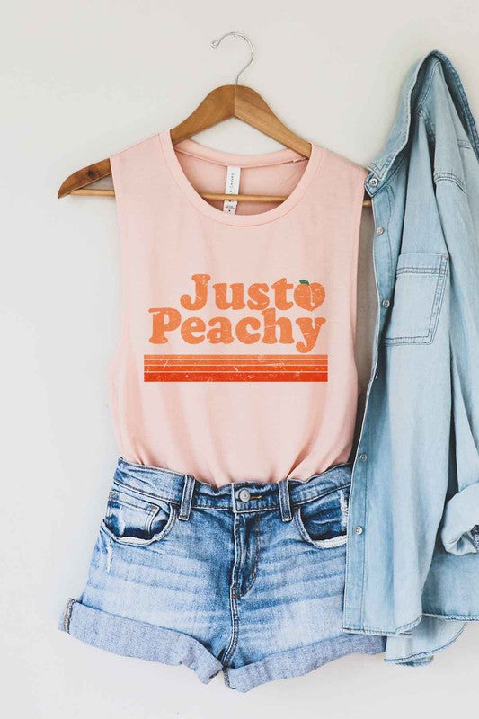 JUST PEACHY GRAPHIC MUSCLE TANK