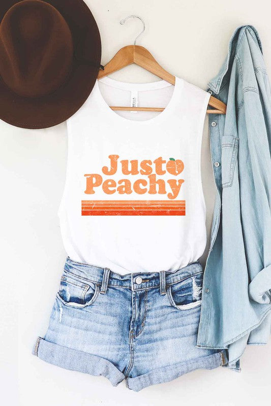 JUST PEACHY GRAPHIC MUSCLE TANK