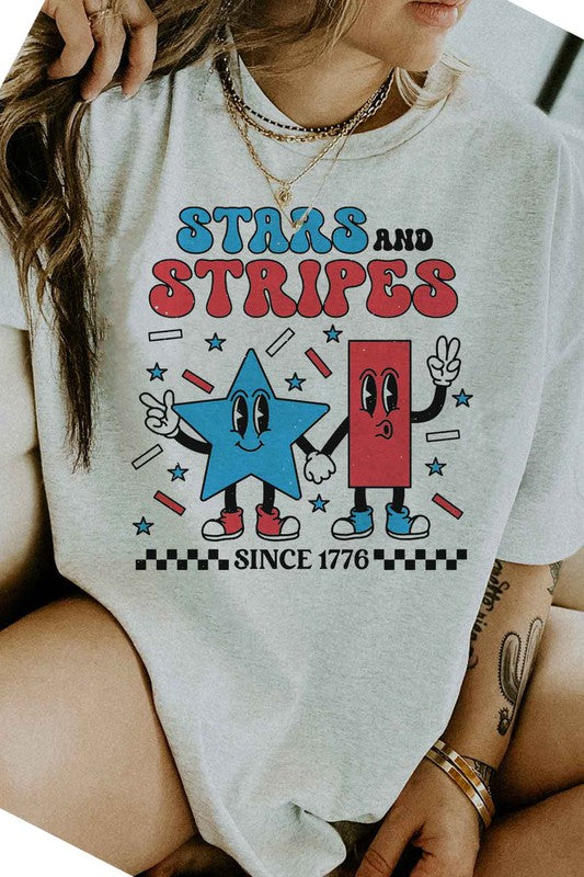 STARS AND STRIPES USA GRAPHIC PLUS SIZE TEE