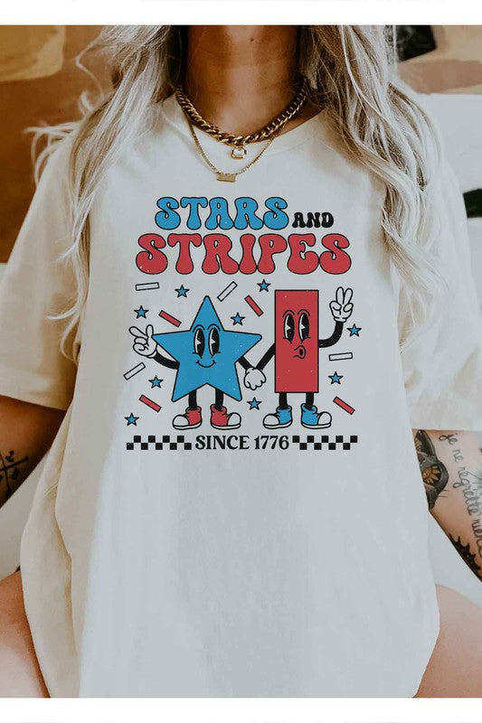 STARS AND STRIPES USA GRAPHIC PLUS SIZE TEE