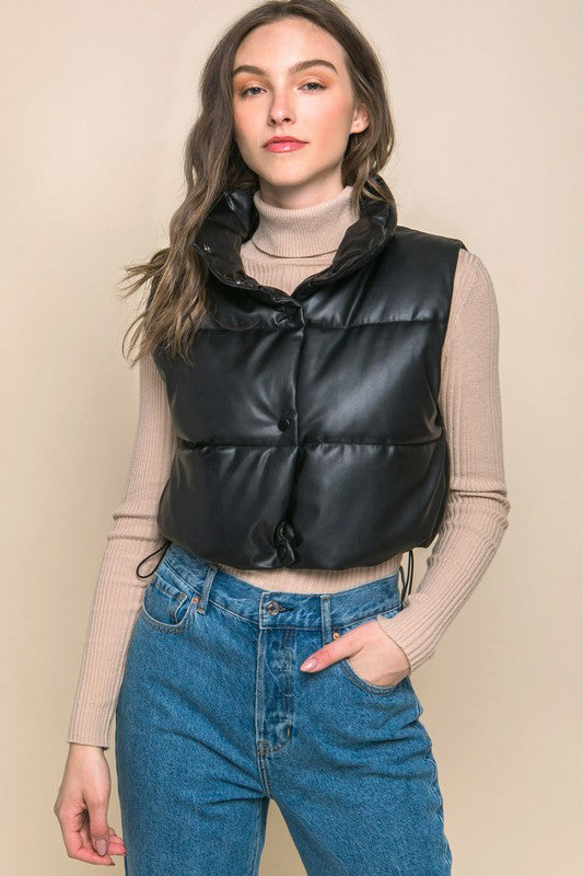 Leather Puffer Vest (cropped)