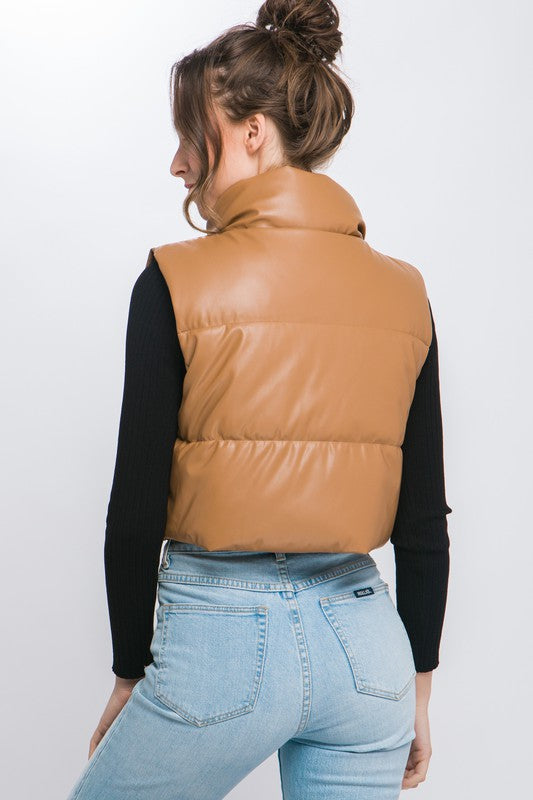 Leather Puffer Vest (cropped)