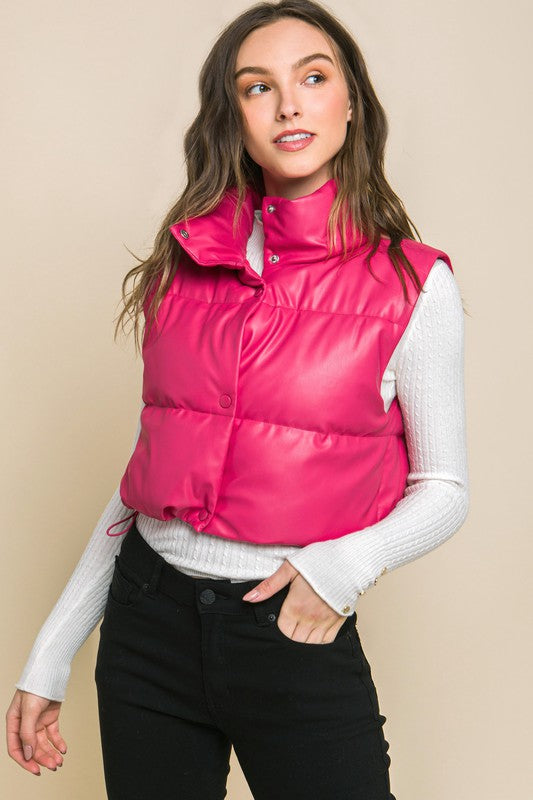 Leather Puffer Vest (cropped)