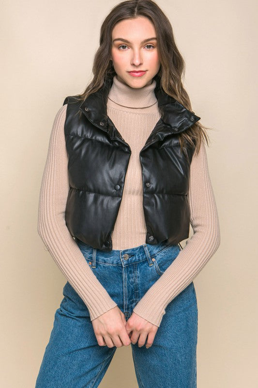 Leather Puffer Vest (cropped)