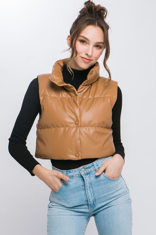 Leather Puffer Vest (cropped)