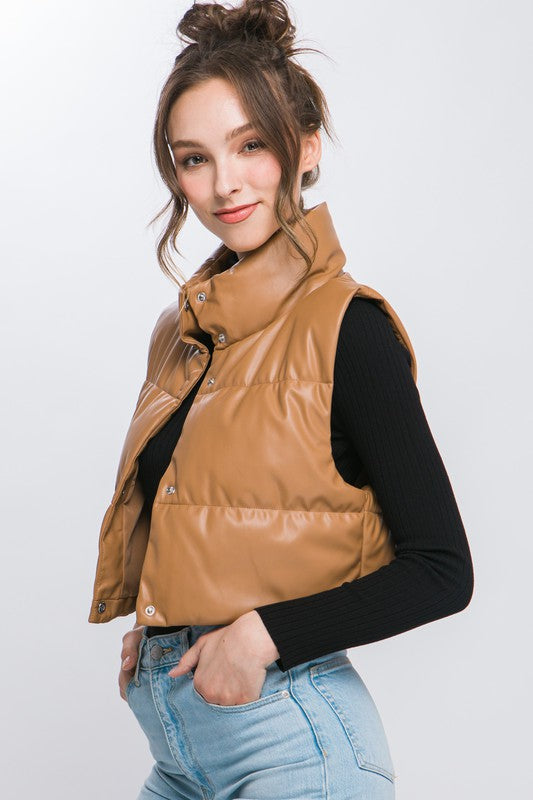 Leather Puffer Vest (cropped)