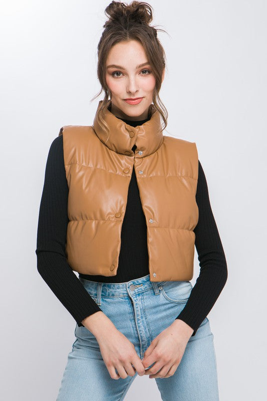 Leather Puffer Vest (cropped)