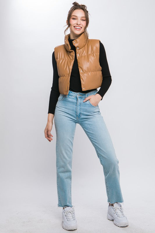 Leather Puffer Vest (cropped)