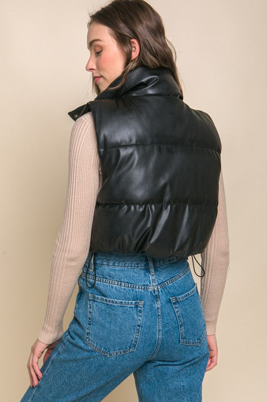 Leather Puffer Vest (cropped)