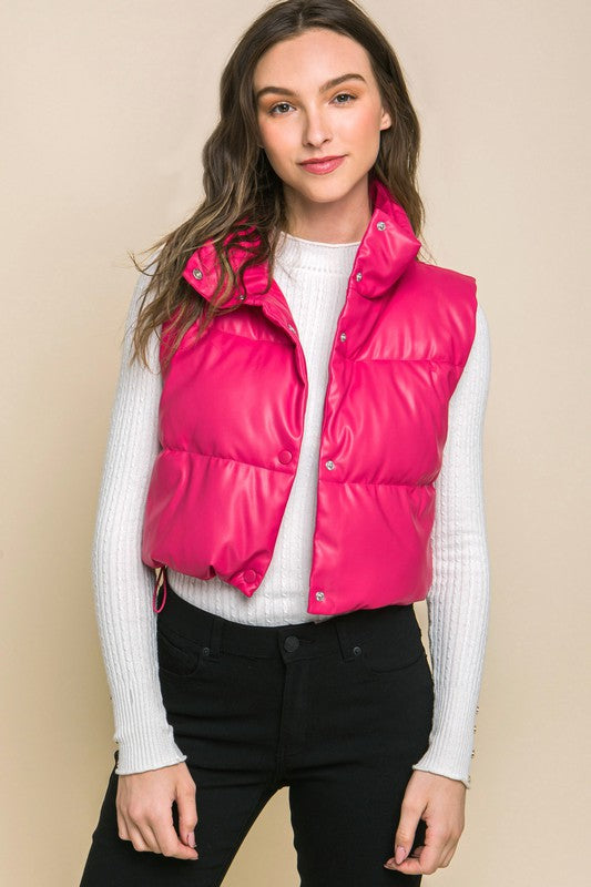 Leather Puffer Vest (cropped)