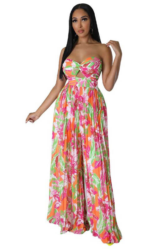 Floral Pleated Jumpsuit