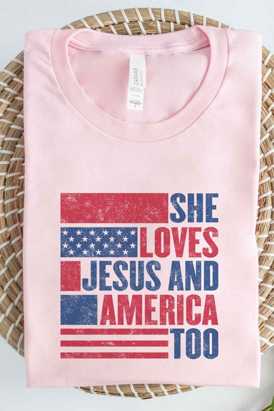 LOVES JESUS AND AMERICA GRAPHIC TEE / T-SHIRT