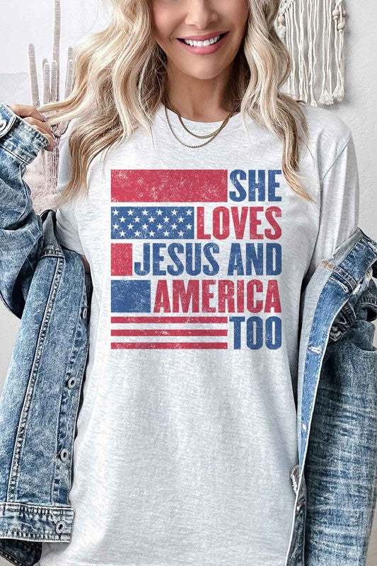 LOVES JESUS AND AMERICA GRAPHIC TEE / T-SHIRT