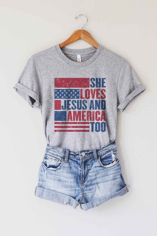 LOVES JESUS AND AMERICA GRAPHIC TEE / T-SHIRT