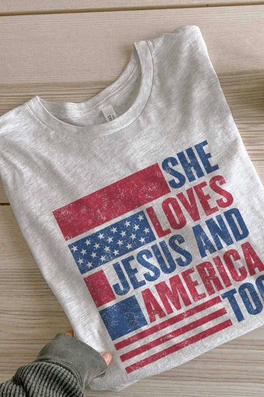 LOVES JESUS AND AMERICA GRAPHIC TEE / T-SHIRT